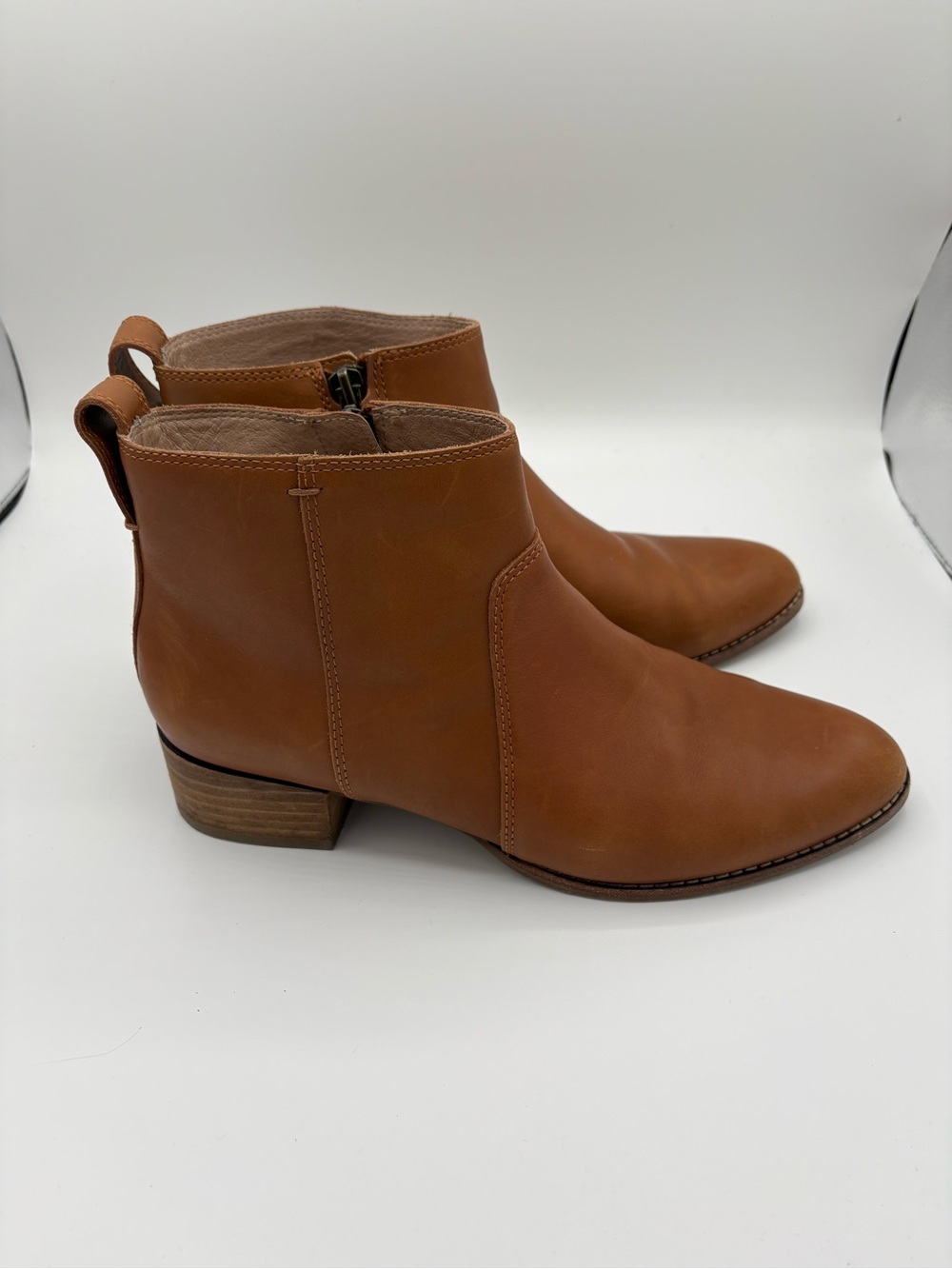 Madewell The Asher Boot Women's Size 8.5 Tan Brown Leather Ankle Side Zip